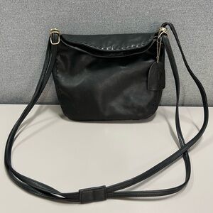Vintage Ganson of San Francisco Black Leather Crossbody Bag made in Hong Kong